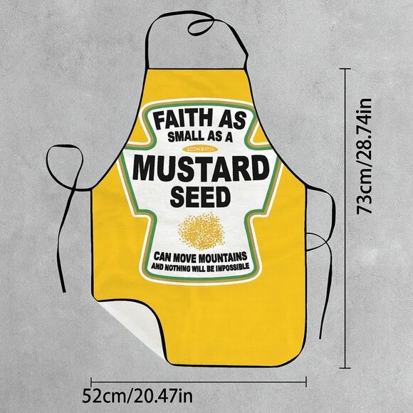 Faith As Small As Mustard Seed Yellow Apron With Inspirational Quote - Picture 3 of 3